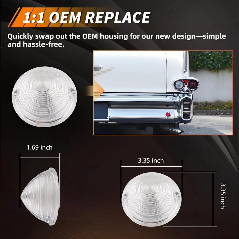 MOTRUM Tail Light Lens Compatible with Cadillac Commercial Chassis & Cadillac DeVille 1958, [DOT] [IP67 Waterproof] Tail Lamp Lens (Left + Right), 1 Pair, Clear Lens - Image 5